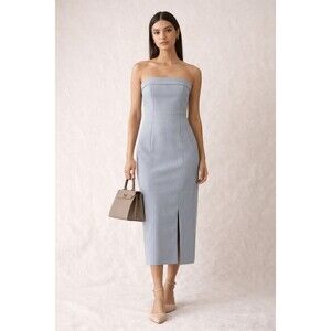 Abercrombie & Fitch Blue Pinstripe Midi Dress NWT Removable Straps L